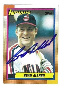 Signed BEAU ALLRED  Cleveland Indians 1990 Topps Card #419 wCOA - Picture 1 of 1