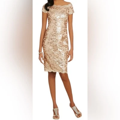 JS Collections NWT Gold Sequin Elegant Mother of Bride Gold Dress- Size 8 - Image 1 of 4