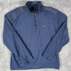 Tommy Bahama Hombre Islandzone Grande Azul 1/4 Cremallera Pullover LG Chaqueta - Imagen 1 de 6