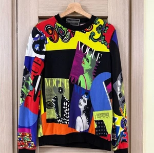 Versace Tribute Vogue SS 1991 Colorfull Graphic Collage Print Italy Sweater $799 - Picture 1 of 6