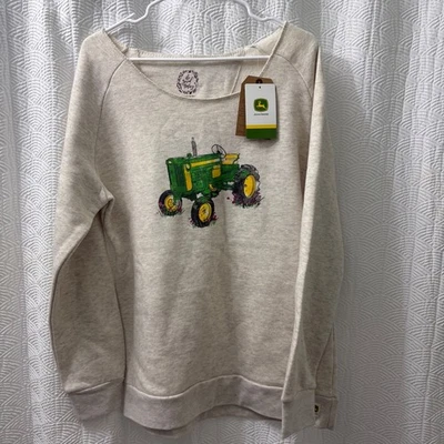 NWT John Deere Tractor Graphic Sweatshirt Women's Large Cream "do good today" - Image 1 of 4