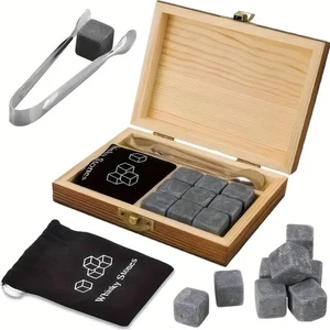 Whisky Eiswürfel,Ice Cubes Kühlsteine Wiederverwendbare 9 Steine Tasche mit Box - Bild 1 von 7