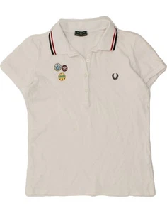 FRED PERRY Girls Graphic Polo Shirt 14-15 Years Large White Cotton BP01 - Picture 1 of 3