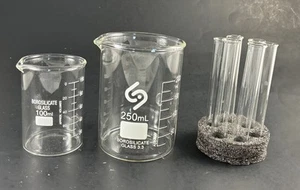 2pc Borosilicate Glass Chemistry Beakers With 6 Test Tubes - Picture 1 of 9