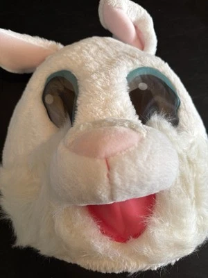 Dan Dee Plush Big Greeter Head Easter BUNNY RABBIT  White Faux Fur Mask - Image 1 of 3