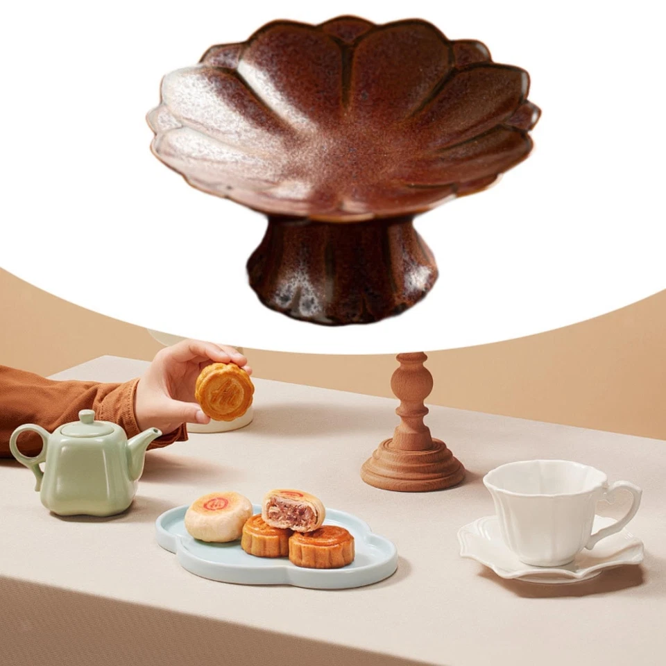 Ceramic Fruit Plate Pedestal Bowl Snack Tray - Image 1 of 1