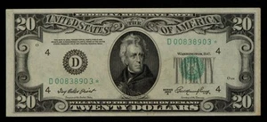 FR 2060-D* $20 1950 A Federal Reserve Note US - Star Note - XF/AU - SKU-CA1398 - Picture 1 of 2