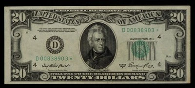 FR 2060-D* $20 1950 A Federal Reserve Note US - Star Note - XF/AU - SKU-CA1398 - Image 1 of 2