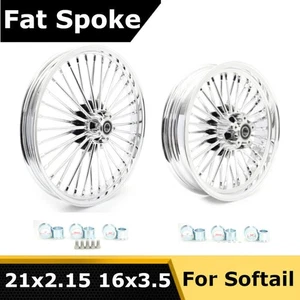 For Harley Chopper 21x2.15 16x3.5 Fat Spoke Wheels Rim Dyna Street Bob Low Rider - Bild 1 von 12