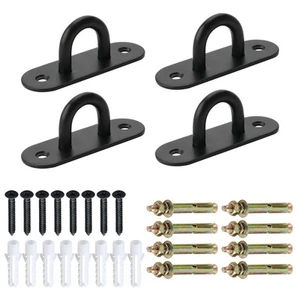Black Ceiling Hook Pad Eye Plate Top Hooks Hanging Hardware for Yoga Hammock ... - Picture 1 of 6