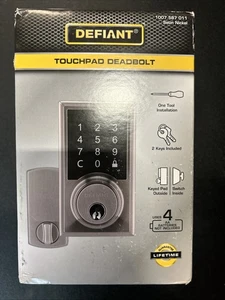 NEW Defiant Square Electronic Entry Door Touchpad Deadbolt Lock in Satin Nickel - Picture 1 of 4