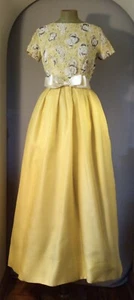 Vintage 1960’s Beaded SARMI NEW YORK Evening GOWN Dress Beautiful Yellow - Picture 1 of 12
