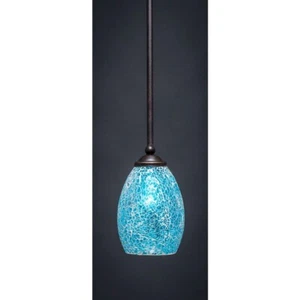 Toltec Zilo 1 Light 8" Mini Pendant, Granite, 5" Turquoise Fusion - 560-DG-5055 - Picture 1 of 1