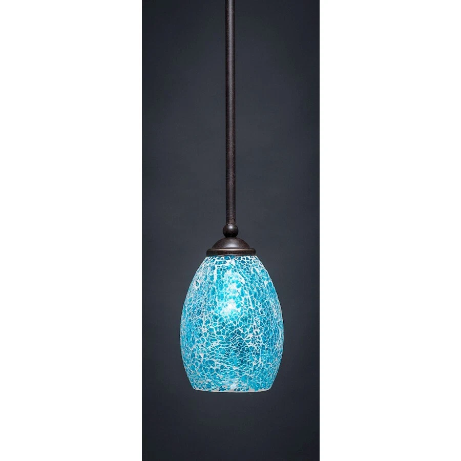 Toltec Zilo 1 Light 8" Mini Pendant, Granite, 5" Turquoise Fusion - 560-DG-5055 - Image 1 of 1