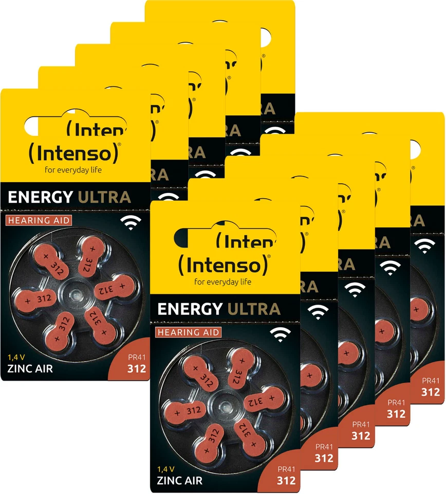 60 Intenso Energy Ultra Typ 312 Zink-Luft Hörgerätebatterien im 6er Blister - Bild 1 von 4