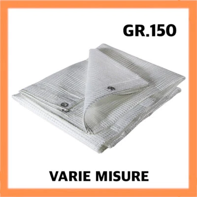 telo telone teli occhiellato impermeabile retinato trasparente bianco occhielli - Immagine 1 di 4