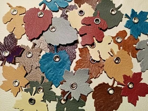Handmade 30 Leather Die Cut Autumn Leaves Tags Craft Sewing Scrapbooking. - Picture 1 of 12