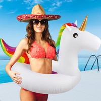 36" Giant Flamingo Unicorn Shaped Inflatable Swim Ring Pool Float Raft Beach UK