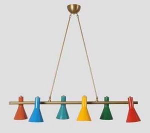 Italian Mid Century Six Lights Brass Sputnik Ceiling Chandelier Light Fixture - Picture 1 of 7