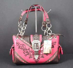 Bolso de hombro Heritage West fucsia con hebilla rosa estrás y8 - Imagen 1 de 12