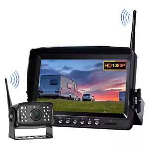 Dual 1080P Digital Wireless Backup Cameras 9" DVR Monitor FHD For Trailer RV Bus - Picture 1 of 17