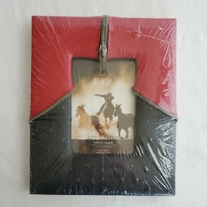 Western Leather 3X4.5 Frame Red Black Zipper Detail New In Package Table or Wall - Picture 1 of 2