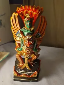 GARUDA STATUE WOODEN BALINESE INDONESIAN USED HAND CARVED HINDU GOD ANTIQUE FAB - Picture 1 of 12