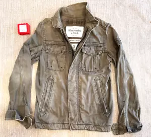 Mens ABERCROMBIE Army Green Sentinel Military Canvas Zip Jacket Small - Picture 1 of 9