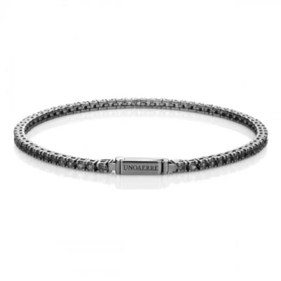 UNOAERRE BRACCIALE da uomo Tennis con zirconi neri in argento 925 brunito (5862) - Immagine 1 di 4