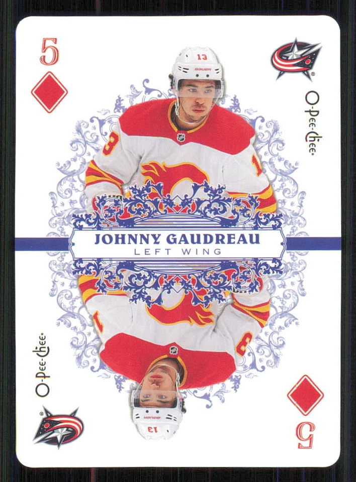 2022-23 O-Pee-Chee Playing Cards #5DIAMONDS Johnny Gaudreau - Image 1 of 2