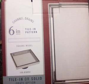 Shower Drain 6 Inch Tile In Or Solid Grate Pattern  - Picture 1 of 3