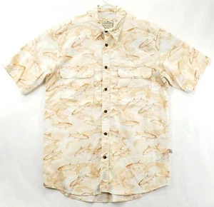Cabelas Shirt Mens Medium White Orange Vented Fishing 100% Cotton Button-Up - Picture 1 of 14