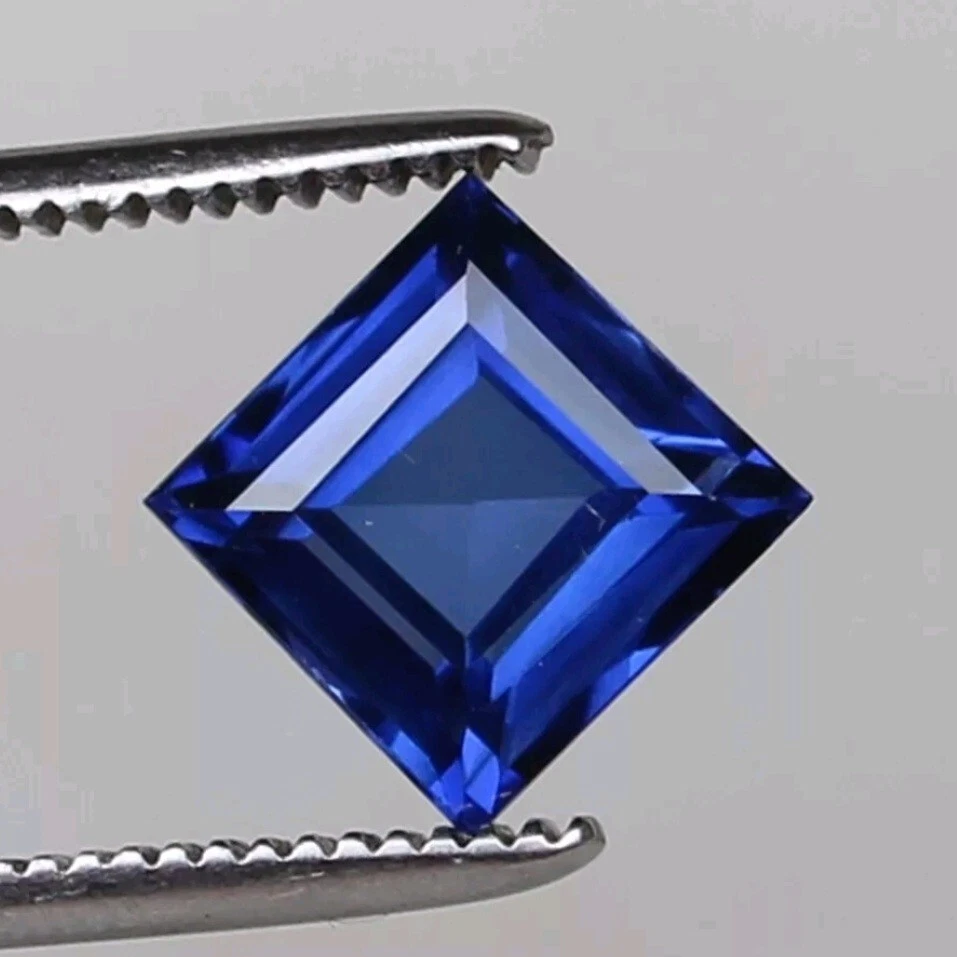Zafiro azul natural Ceilán aciano 3,80 quilates cuadrado suelto piedra preciosa certificada Foto 1 de 4