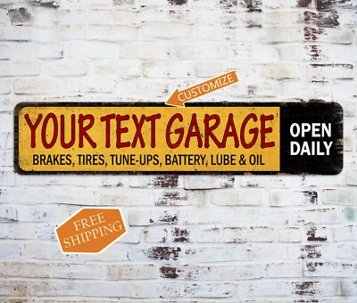 Custom Name Garage Decor Sign Mechanic Auto Personalized Gift 4x18 104182002058 - Image 1 of 4
