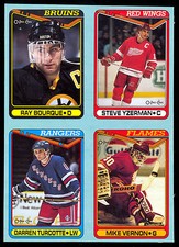 1990 O-PEE-CHEE OPC Ray Bourque Steve Yzerman ENM BOX BOTTOM 4 CARD UNCUT PANEL 