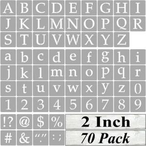 2 Inch Alphabet Letter Stencils for Painting - 70 Pack Letter and Number Stencil - Picture 1 of 7