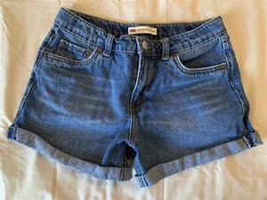 Levi's Girlfriend Shorty Short Blue Jean Shorts Woman’s 14 Reg (28” Fit) Cuffed - Picture 1 of 9