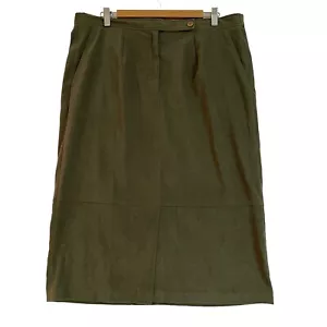 BIB Skirt Plus Size 16 Khaki Green Brushed Fabric Front Zip Close Pockets - Picture 1 of 12