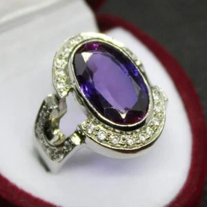 Oval Shape shades of color Alexandrite Women Ring 925 sterling Silver - Picture 1 of 9