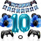 10th Birthday Gaming Theme Party Decorations Set, Controller Balloons in Black &