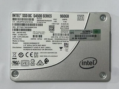 Intel 960GB S4500 DC Series HPE HP SSD 2.5”SATAIII SSDSC2KB960G7P SSD - Image 1 of 4