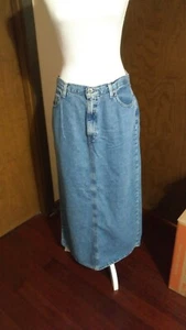 Liz Claiborne Lizwear jeans long skirt with kick back split Size 10 - Picture 1 of 3