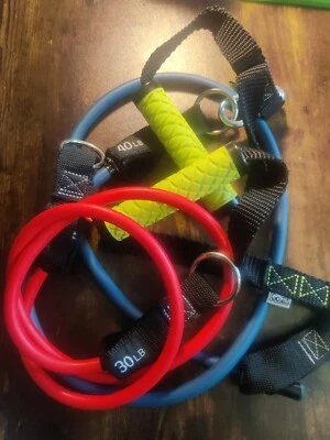 Go Fit! Hand Held Exercise Pull Stretch 2 Handles 6’ Long 2 Bands 30 & 40LB - Image 1 of 4