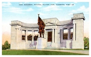 Vicksburg National Military Park - Iowa Monument Linen Postcard Posted 1952 - Picture 1 of 2