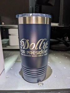 Dolly For President Tumbler Travel Mug Insulated Parton Coffee Cup Navy Blue - Picture 1 of 8