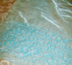 "SCHÖNER TRANSPARENTER SCHAL MIT PERLENEINFASSUNG" NUR EINMAL LEICHT GETRAGEN! SCHÖN AN! SALE - Bild 1 von 8