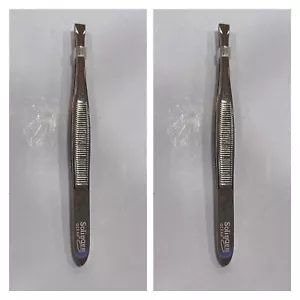 2 X Eyelash Tweezers Gold Plated - Flat Tip - Made In Solingen - - Picture 1 of 10