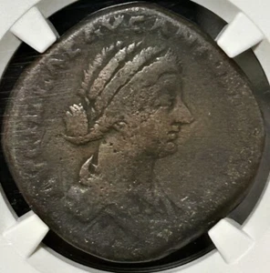 Lucilla AE Sestertius AD 164-182/3 Vesta NGC F 4/5 3/5 - Picture 1 of 4
