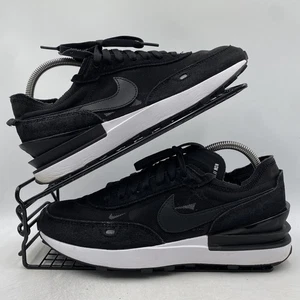 Nike Waffle One schwarz weiß Turnschuhe Größe UK 7 Herren Wildleder Strick Fitnessstudio Laufen - Bild 1 von 8