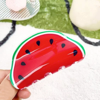 Pinza para el pelo de sandía, 3 pulgadas mediana, estampado de frutas, antideslizante, niñas Foto 1 de 4